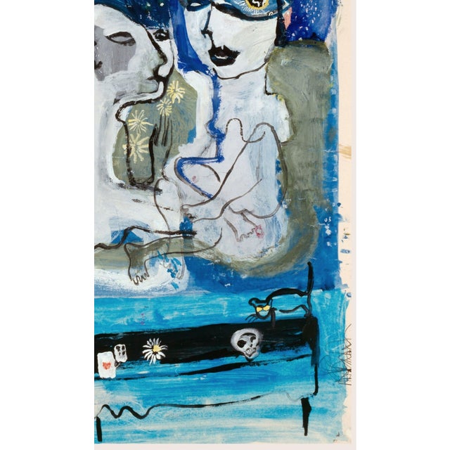 Paper 1933 Blue Modernist Couple Art Print, Liebespaar by Walter Kurt Wiemken - 18" X 24" For Sale - Image 7 of 8