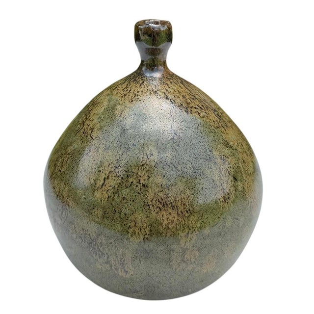 Vintage 5” Organic Studio Pottery Bottle Vase With Earth-Tone Glaze For Sale - Image 4 of 9