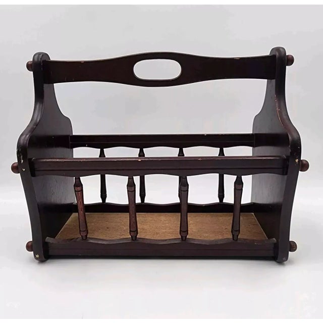 1990s Vintage MCM Mahogany Solid Wood Centurion Magazine Rack For Sale - Image 4 of 4