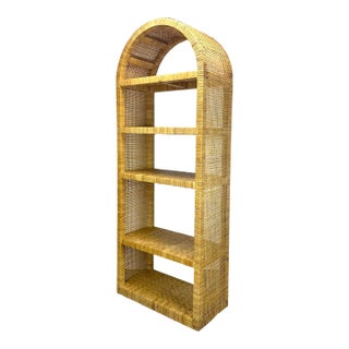 Vintage Boho Chic Bielecky Brothers Style Rattan Etagere / Bookcase For Sale