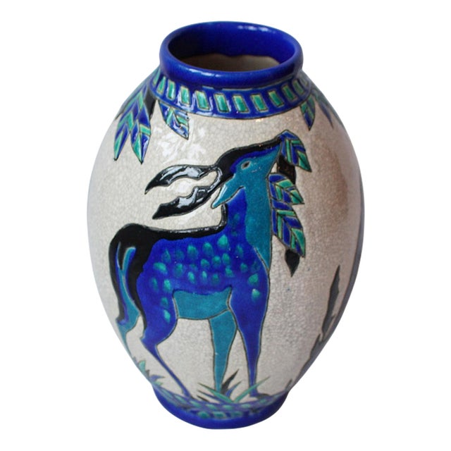 Blue Does Vase by Charles Catteau, 1920s For Sale