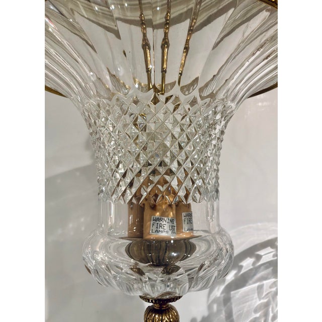 Myran Allan Luxury Lighting Italian Hand Cut Leaded Crystal Bronze Pendant Light For Sale - Image 4 of 6