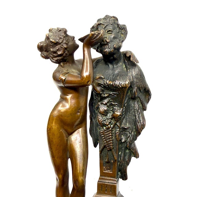 Early 20th Century Neo Classical Grand Tour Bronze of Nymph Giving Pan Water For Sale In Palm Springs - Image 6 of 15