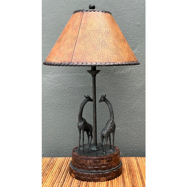 Late 20th Century Vintage Maitland Smith Giraffe Bronze Table Lamp For Sale - Image 5 of 12