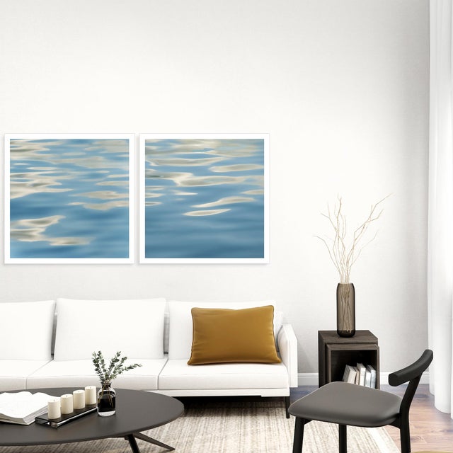 Contemporary Ocean Art Prints Blue Water Diptych 2 Piece Set by Angela Cameron For Sale - Image 3 of 5