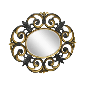 Large Baroque Style Partial Gilt Beveled Wall Mirror