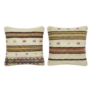 Bohemian Turkish Kilim Pillow Cover 20'' X 20'' - Set of Two For Sale