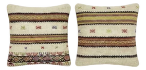 Bohemian Turkish Kilim Pillow Cover 20'' X 20'' - Set of Two