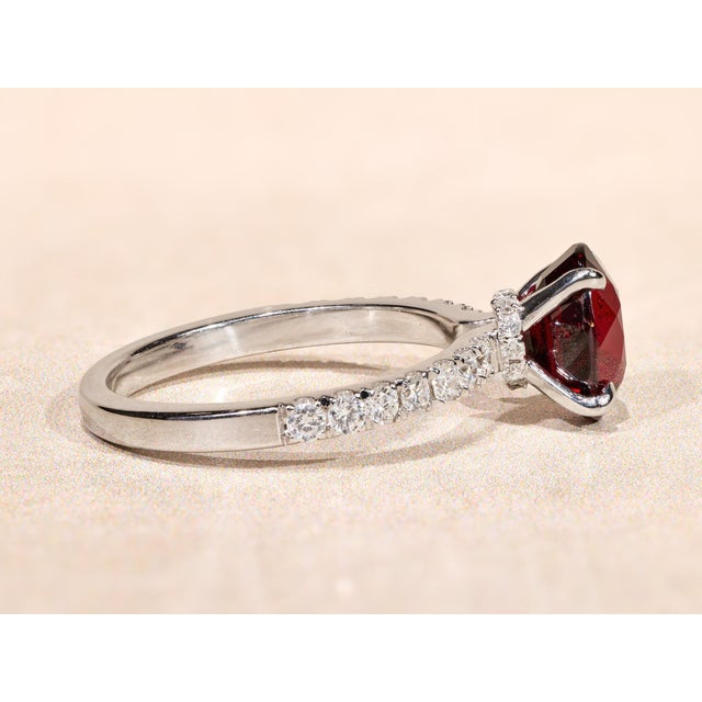 Metal The Camarillo: 2.03 Carat Natural No Heat Deep Red Ruby Engagement Ring For Sale - Image 7 of 13