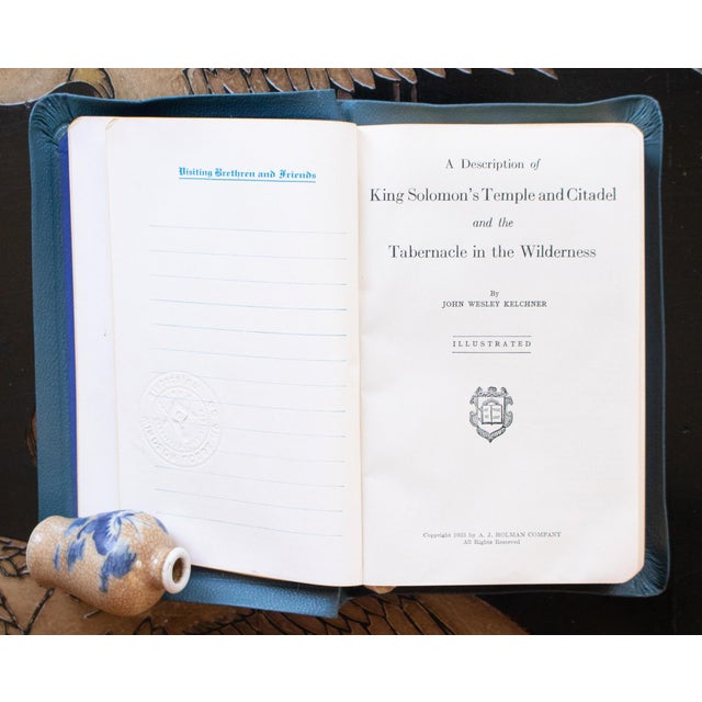 Cerulean C. 1930-1940s Masonic Edition of the Holy Bible in Original Box, Windsor Lodge, Embossed Sealed, Numbered and Signed For Sale - Image 8 of 18