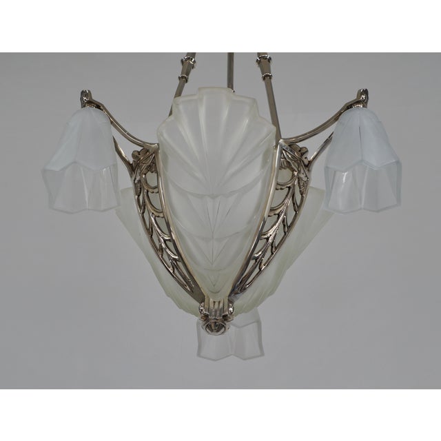 French Art Deco Chandelier by Jamain & Degue 1930 France For Sale - Image 10 of 13