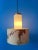 Mid-Century Opaline Glass Pendant Lamp with Beige Fabric Jungle Shade For Sale - Image 4 of 11