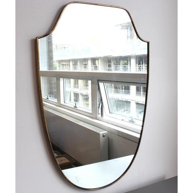 Vintage Italian Wall Mirror with Brass Frame in the style of Gio Ponti, 1960s For Sale - Image 12 of 12