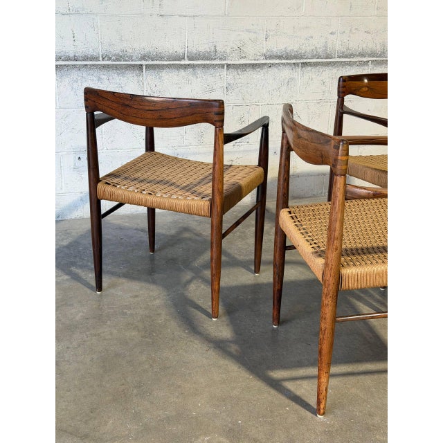 In Style of h.w. Klein for Bramin Rosewood Woven Cord Dining Chairs Set of 4 Danish Mid-Century Modern 1960s For Sale - Image 9 of 10