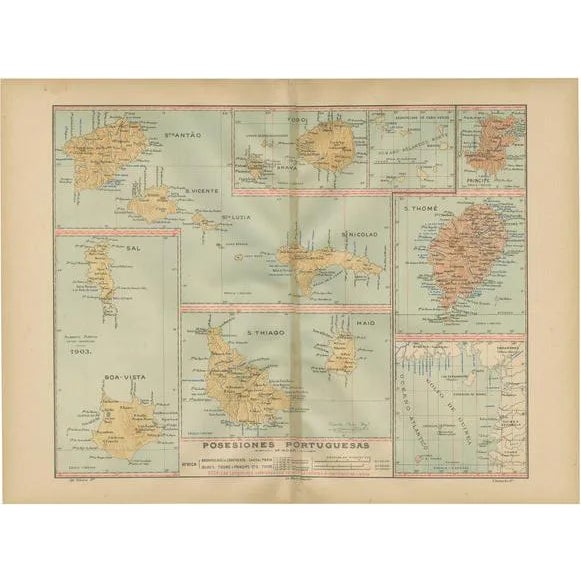 Map of Portugal's Atlantic Archipelagos, 1903 For Sale