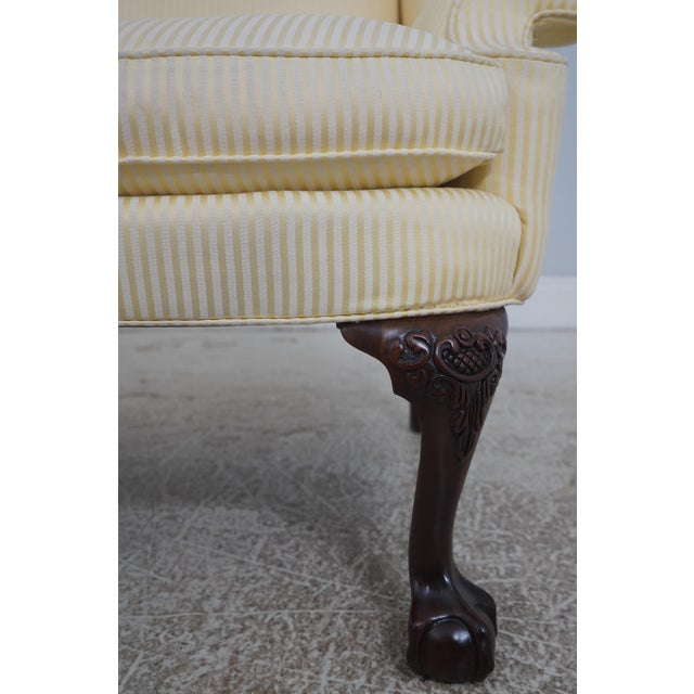 Pair Southwood Ball & Claw Mahogany Wing Back Easy Chairs For Sale - Image 11 of 18