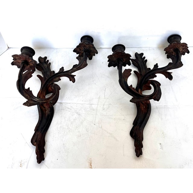 Vintage Iron Vines Candle Holder Wall Sconces - A Pair For Sale - Image 11 of 14