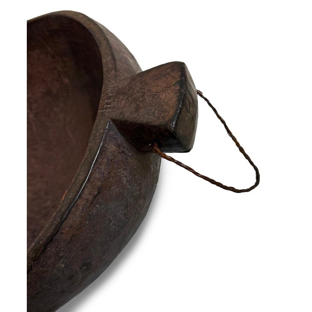 Mid 20th Century Vintage Large Tribal Rustic Burundi Oval Bowl For Sale - Image 5 of 5