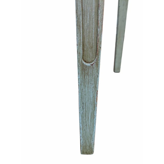 Light Green Vintage Swedish Gustavian Style Distressed Green Demi Lune Table For Sale - Image 8 of 17