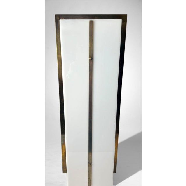 Late 20th Century Romeo Rega Style Large Italian Brass and Opaline Plexiglass Wall Sconces - a Pair For Sale - Image 6 of 18