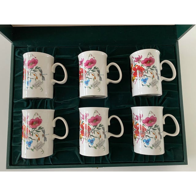 Vintage Set of 6 Gucci 24K Accent Mug Tea Cup Set Inits original presentation box. V Accornero beautiful Floral and Flora...