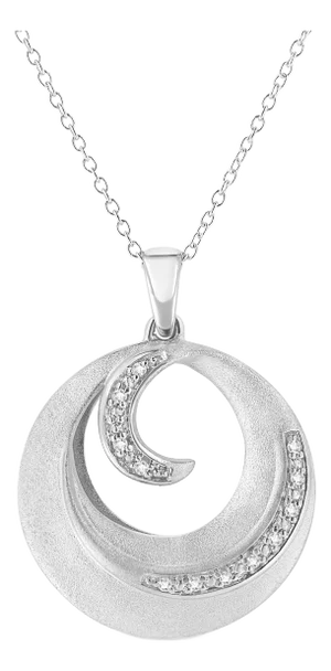 .925 Sterling Silver Pave-Set Diamond Accent Fashion Circle 18" Pendant Necklace (I-J Color, I1-I2 Clarity)