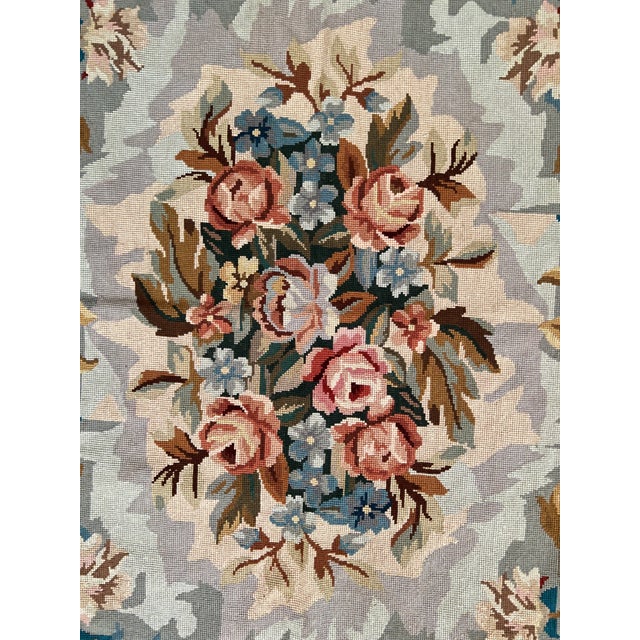 Vintage Aubusson Style Floral Needlepoint Tapestry Textile/Rug 46 1/4" X 71" Lined. Stunning Cabbage Roses Center...