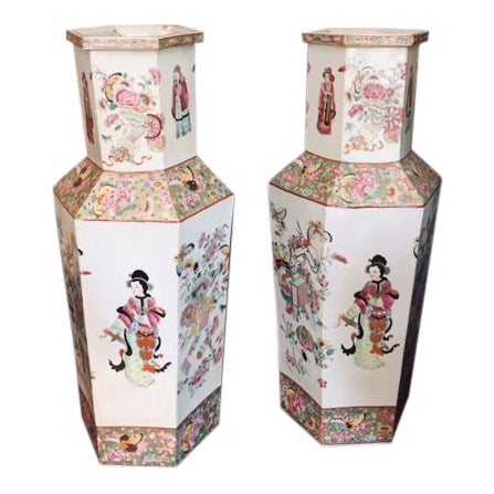 Vintage Tall Chinese Vases A Pair Chairish
