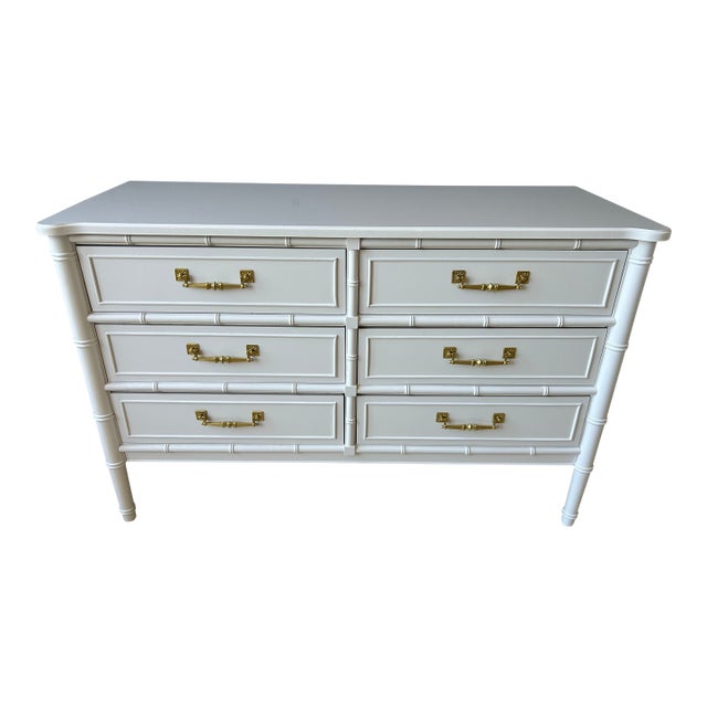 1970s Henry Link Bali Hai White Gloss Lowboy Dresser For Sale