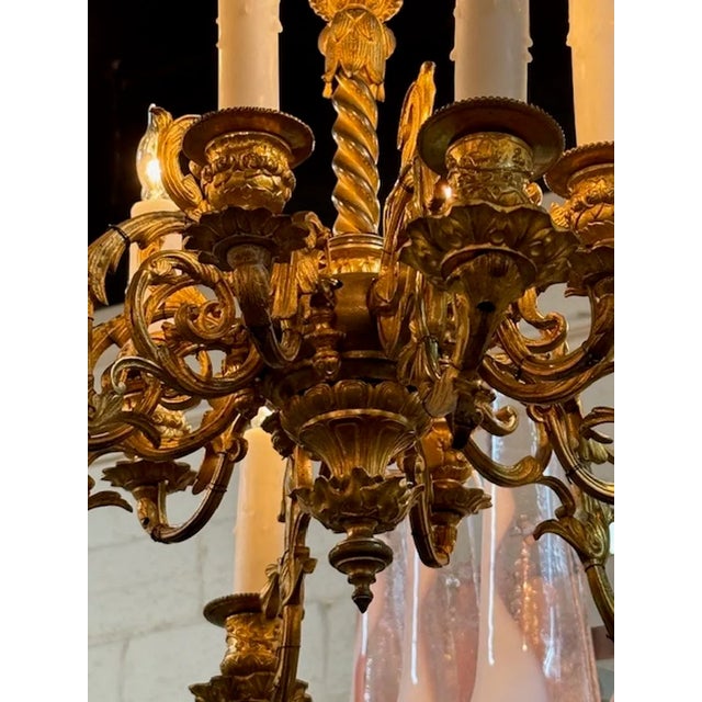 19th Century 19th Century French Gilt Bronze Chandelier With 12 Lights For Sale - Image 5 of 7