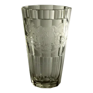 Authentic 1947 Ice Hockey World Cup Cut Crystal Glass Trophy, Czechoslovakia