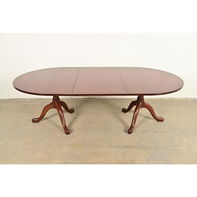 Kittinger Georgian Solid Mahogany Double Pedestal Extension Dining Table For Sale - Image 15 of 15