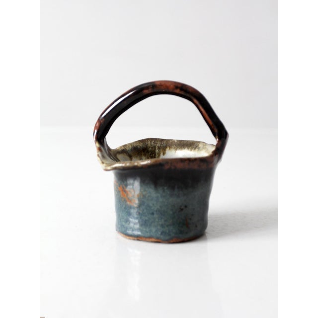 Ceramic Vintage Handmade Studio Pottery Basket For Sale - Image 7 of 13
