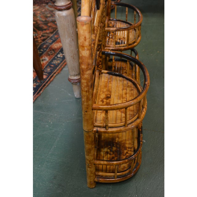 1980s Burnt Bamboo Curved Top Wall Shelf / Rack For Sale - Image 17 of 17