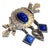 Native American Style Silver Tone / Lapis Dangle Brooch For Sale