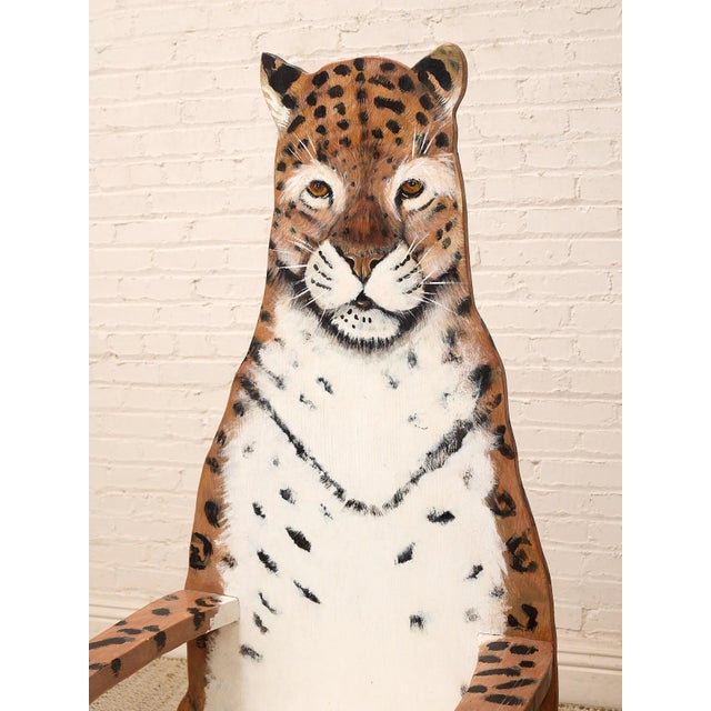 Vintage Hand-Painted Leopard Figural Chair For Sale In Los Angeles - Image 6 of 9