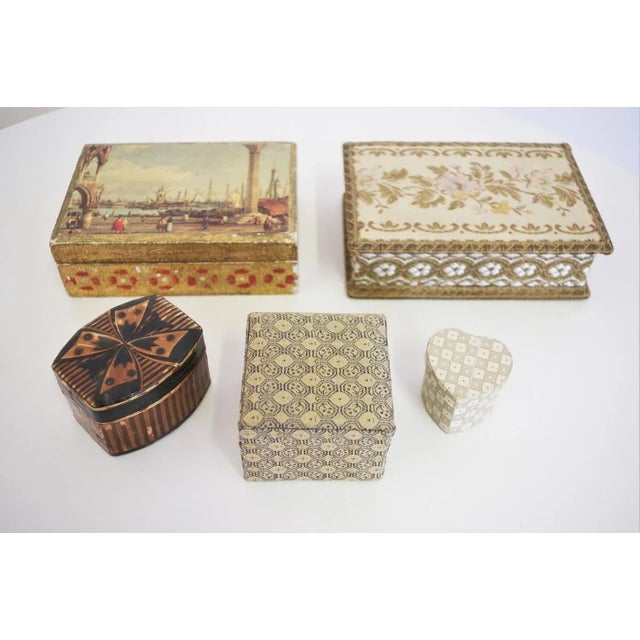 Venice boxes in fabric and wood 70s h5 x w16 x d11 h5 x w15 x d11 h5,5 x w7 x d7 h4 x l5 x p5 h5 x l7 x p6 i have official...