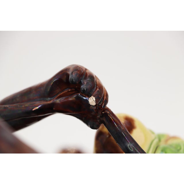 19th Century 19th Century Monkey Playing Violin, Portuguese Palissy Ware For Sale - Image 5 of 15