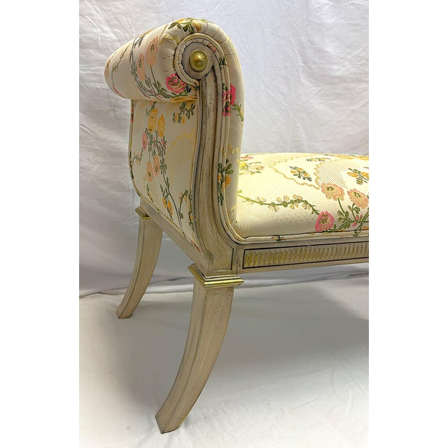 Yellow Vintage Francisco Hurtado Rolled Arm Upholstered Bench Made in Spain For Sale - Image 8 of 15