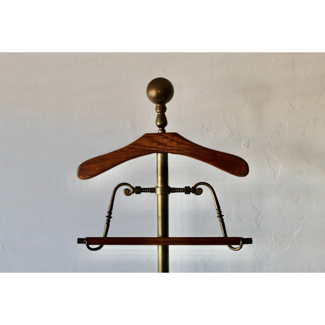 Wood 1960s Mid Century Brass Wood Valet Stand For Sale - Image 7 of 12