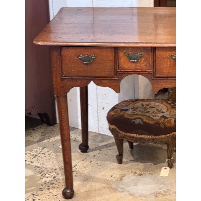 Queen Anne Oak Side Table With Three Drawers For Sale - Image 4 of 11