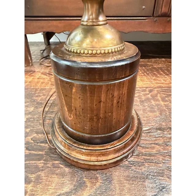 Late 20th Century Frederick Cooper Brass, Glass & Wood Nautical Lantern Table Lamps - a Pair For Sale - Image 9 of 11