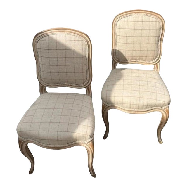 Early 20Thc French Small Chairs in Linen For Sale