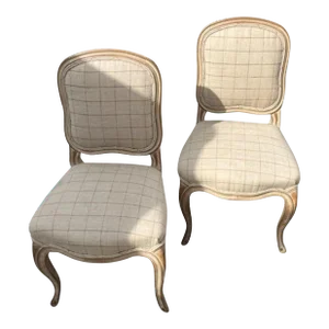 Early 20Thc French Small Chairs in Linen