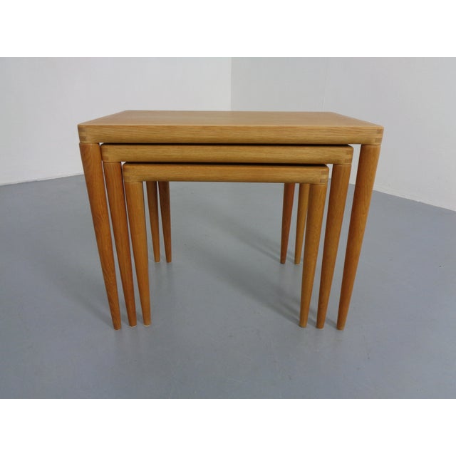 Danish Oak Nesting Tables by H.W. Klein for Bramin, 1960s, Set of 3 For Sale - Image 11 of 18