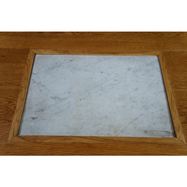 Antique American Victorian Arts & Crafts Quartersawn Oak & Marble Dining Table For Sale - Image 4 of 15