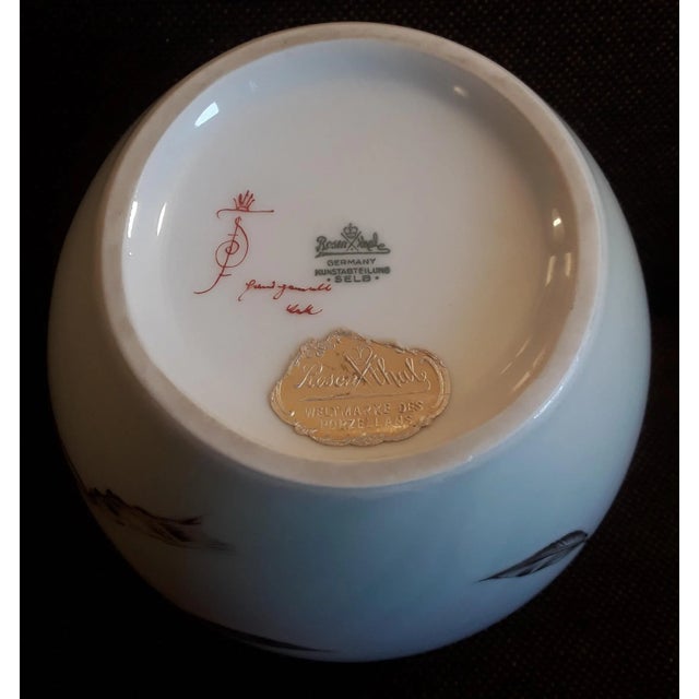 1940s Vintage Curved Porcelain Vase with Japonising Colored Painting by Fritz von Stockmayer for Rosenthal, 1940s For Sale - Image 5 of 6