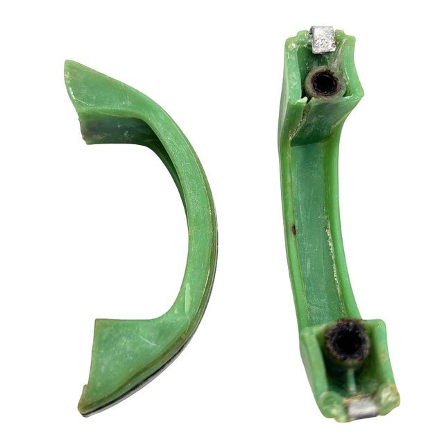 Art Deco Forest Green Bakelite Drawer Pulls W/ Chrome Strip, Set of 8 For Sale In Los Angeles - Image 6 of 6
