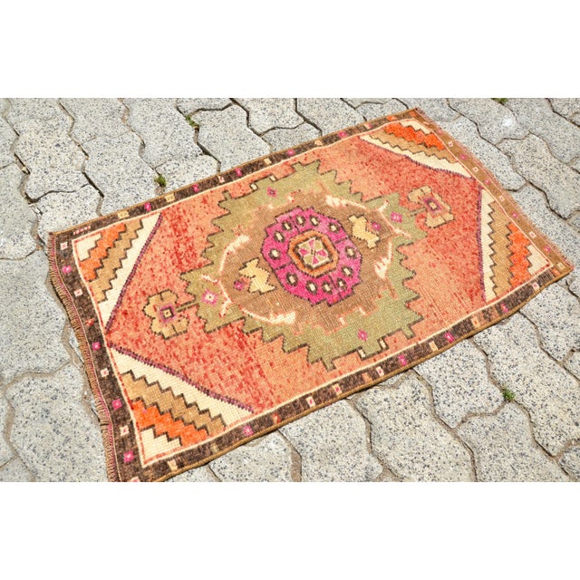 Turkish Vintage Orange Oushak Rug For Sale - Image 3 of 6