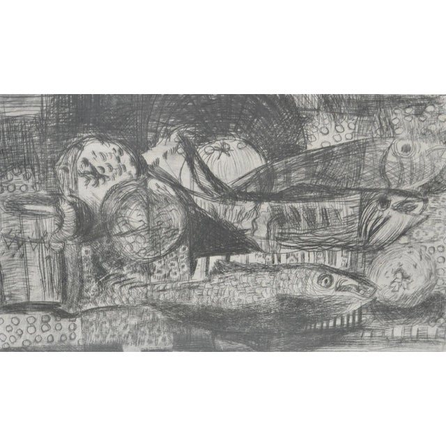 Modern Still Life With Fruit and Fish C.1964 For Sale - Image 3 of 7